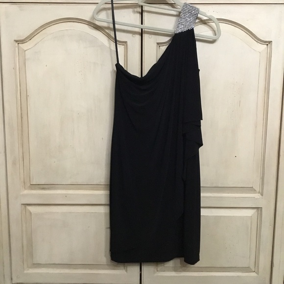 Vintage Cache Women’s One Shoulder Draped Black Formal Cocktail Dress Sz 8 EUC - Picture 1 of 6
